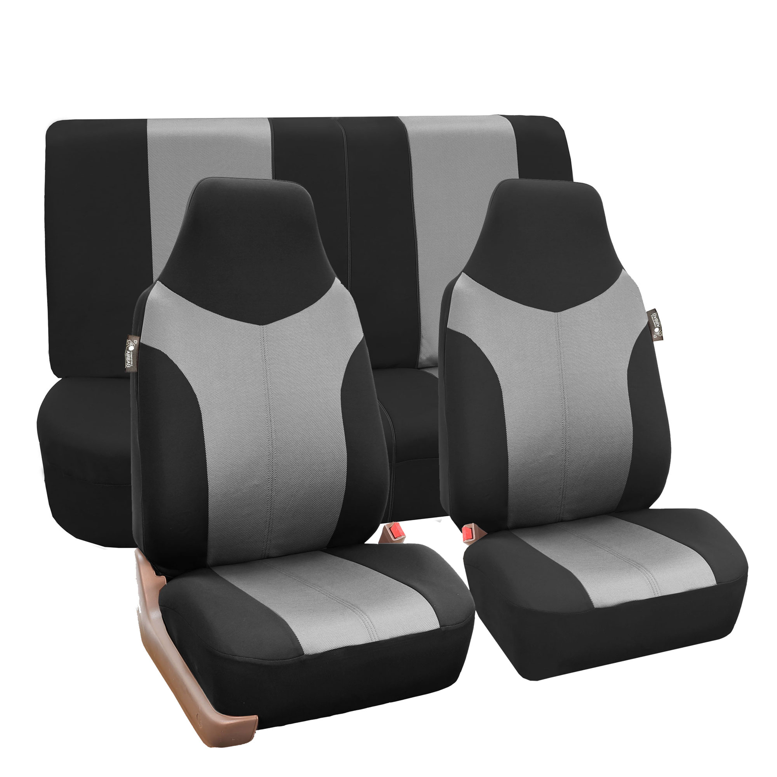 Highback Universal Seat Covers Full Set For Auto Car SUV Gray Black