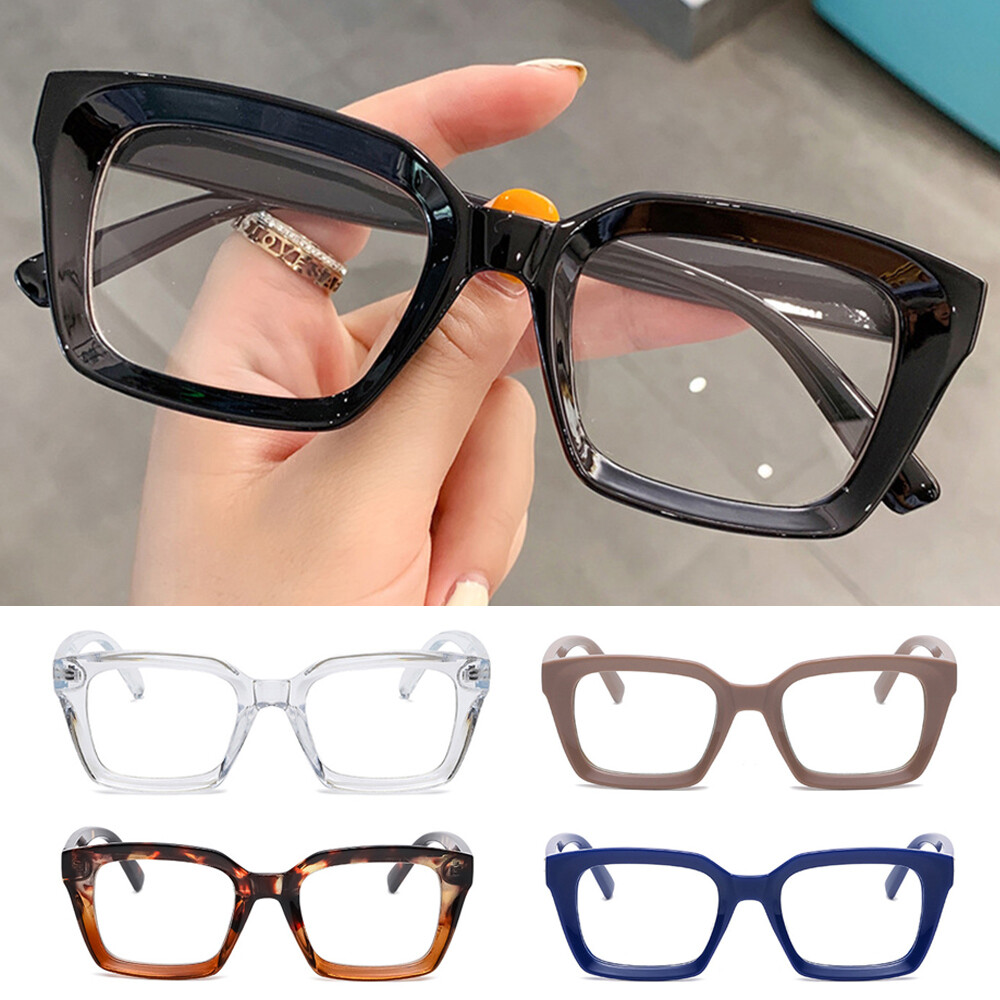 Oversized Square Retro Reading Glasses Large Frame Blue Light