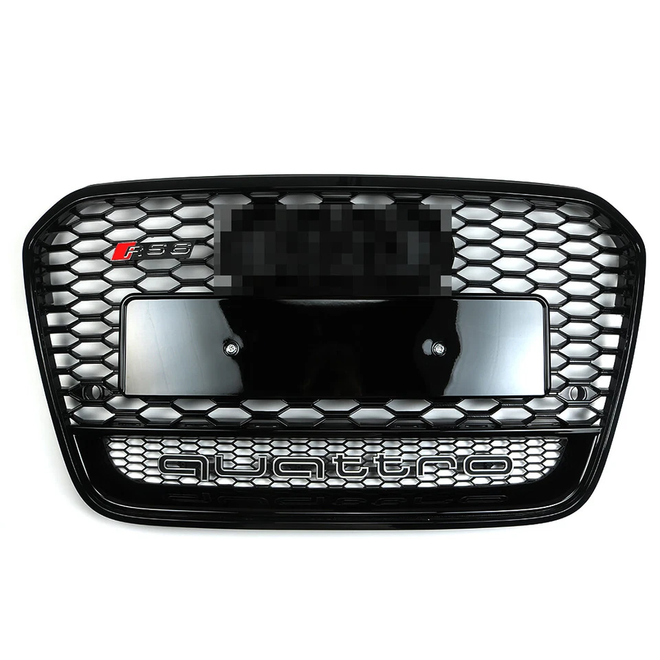 Para Audi A6/S6 C7 RS6 2012-2015 estilo rejilla delantera de panal de malla con Quattro Foto 2 de 4