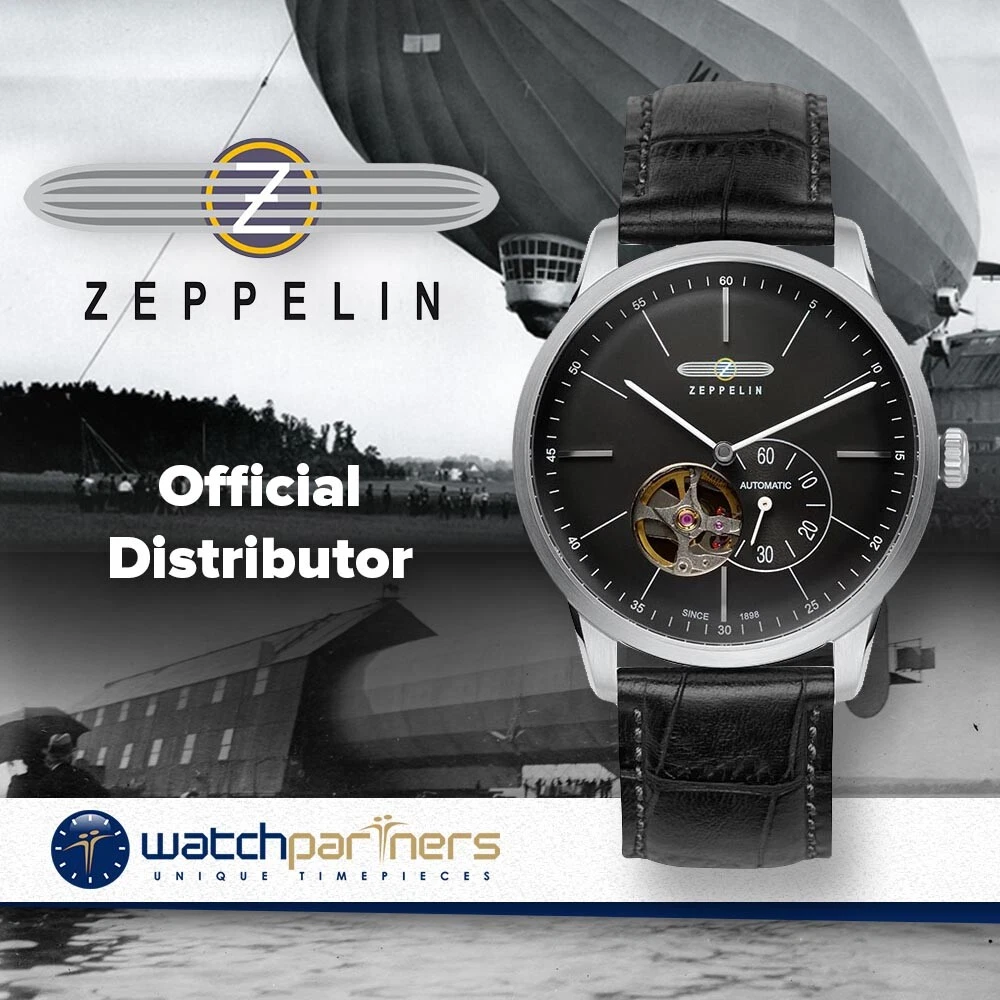 Zeppelin Flatline Automatic watch Open heart Clear back Black Dial 40mm 7364 2