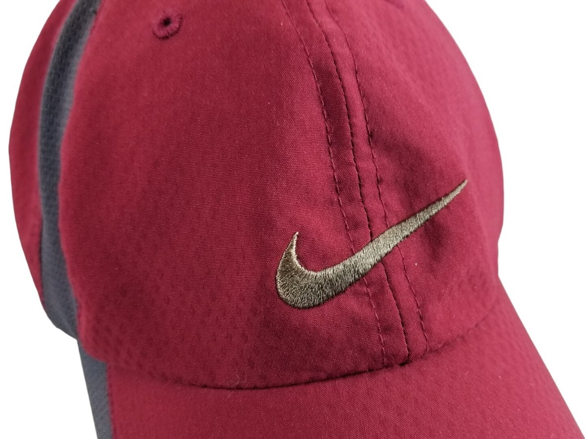 Nike Panel Golf Hat Cap Unisex Red Adjustable Strap Back Partial Mesh  Outdoor