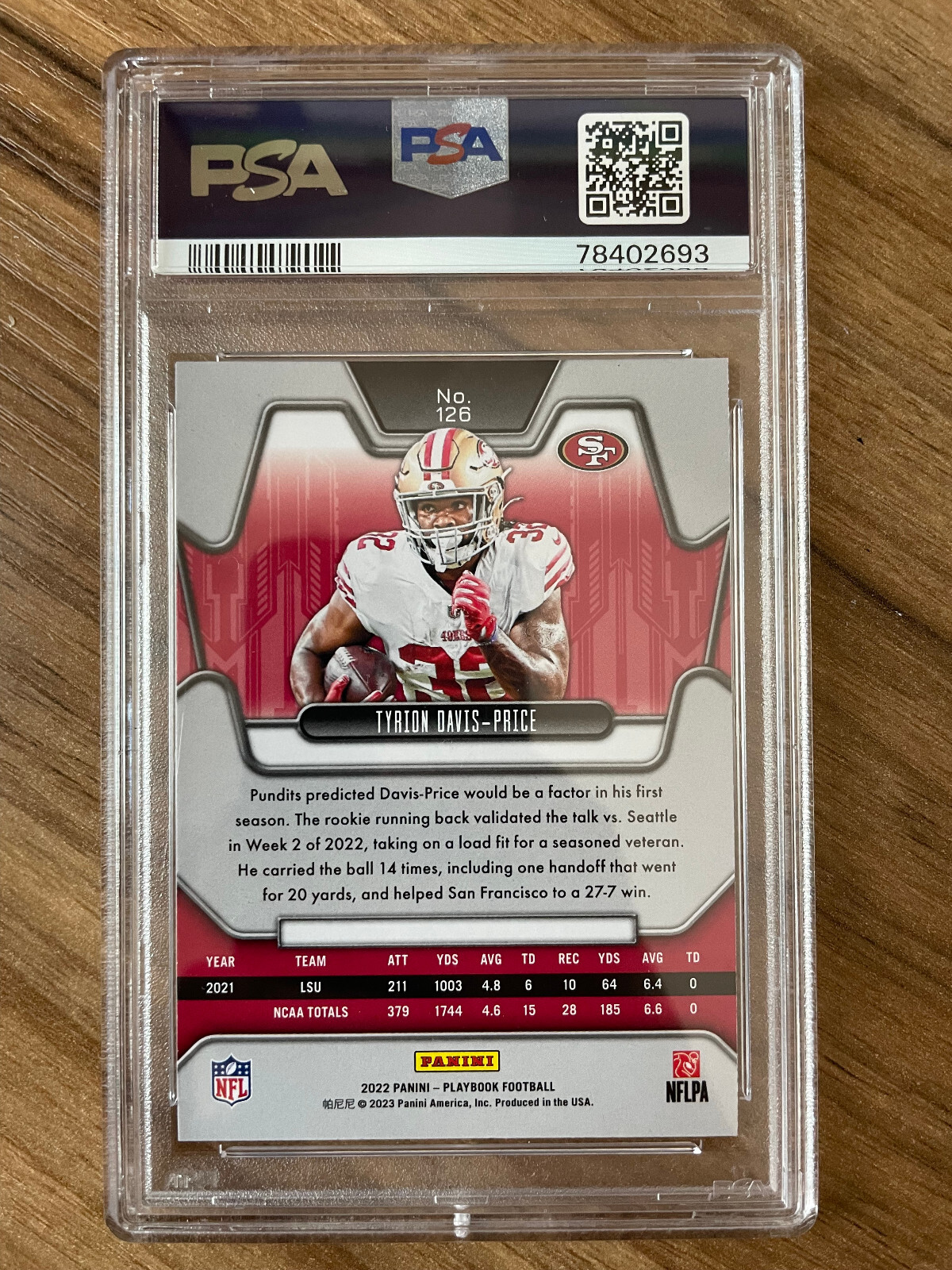 2022 playbook tyrion davis-price mosaic psa 10 rookie card PSA 78402693