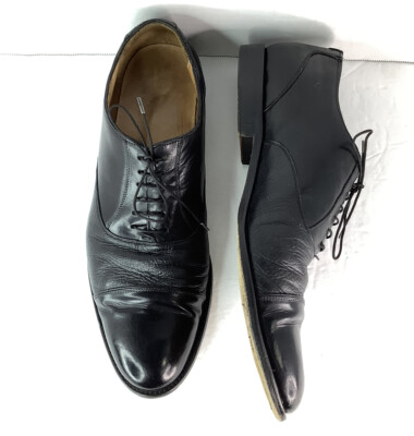 Alan Payne Black Genuine Deer Leather Lace Up Cap Toe 