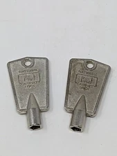 Pair of 2 National Cabinet Lock D8591 Keys for Freezer Lock, Pentagon Shape, NOS