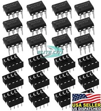 Texas Instruments ( UA741CP + SOCKET ) Linear - Amplifiers, DIP-8 (12 Set) 