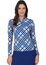 NWT IBKUL Golf Tennis 1/4 Zip Top S M L XL 2XL Blue Activewear Longsleeve M2