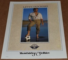 1988 Print Ad Levi's Dockers man soccer ball beach ocean Strawbridge & Clothier 