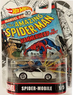 White PORSCHE Carrera GT Spiderman Custom Hot Wheels Retro Model Car Spider