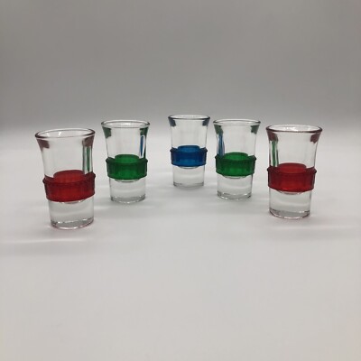 Vintage 5 TSING TAO Shot Glass Art DECO Star Trek Voyager Blade Runner Banded