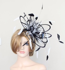 black and white fascinator hat