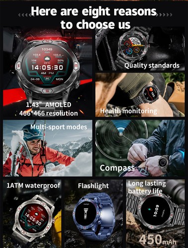 Nuovo Smartwatch IP68 Impermeabile Chiamata Bluetooth compatibile Huawey Xiaomi - Foto 8 di 19