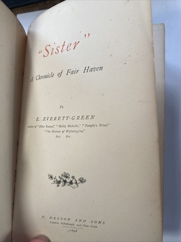 Sister A Chronicle of Fair Haven E Everett Green 1898 Hardcover - Picture 8 of 11