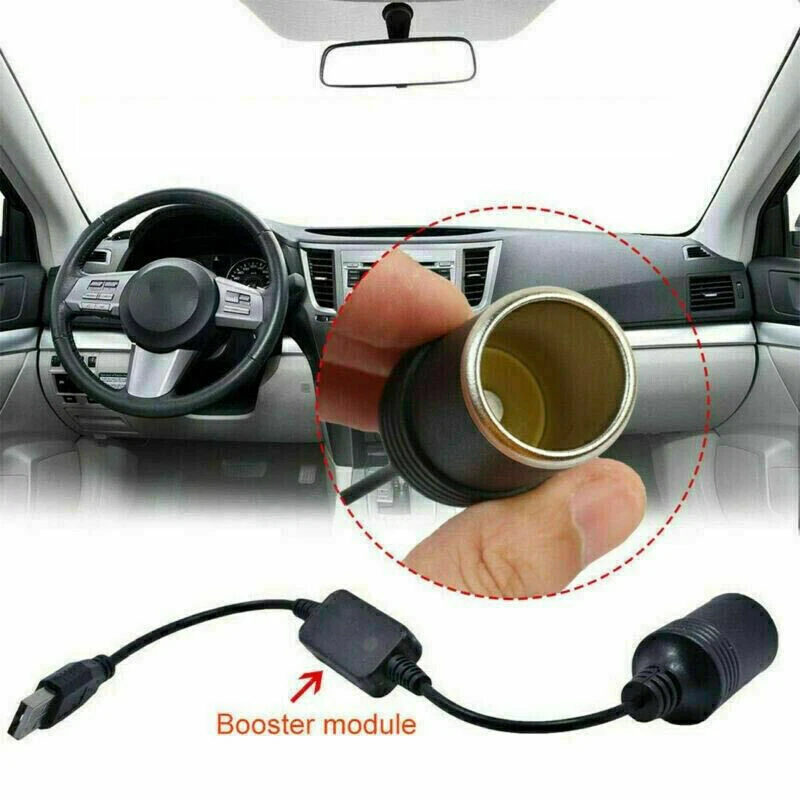 USB To 12V Car Cigarette Lighter Female Socket Converter Adapter Cable Connector - Image 3 of 4