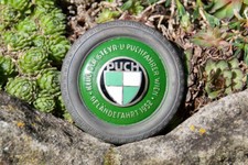 VINTAGE ENAMEL AUTOMOBILE CAR BADGE # PUCH STEYR DRIVER OFROAD RALLY WIEN 1952