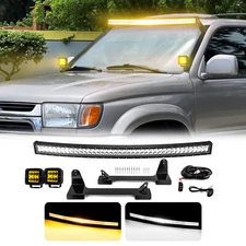 Amber 42'' LED Light Bar+3'' Pods A Pillar Mounting Kit For Toyota 4Runner 96-02