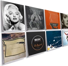 8 Pack 12'' Clear Vinyl Record Display Shelf,Acrylic Album Vinyl Rec...