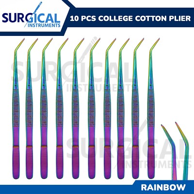 Lot De 10 Pinces College/Cotton Dressing - Instruments Dentaires En Inox - Pour Dentisterie - Neuf