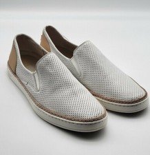 UGG Australia Womens White Adley 1019690 Leather Slip On Loafer Shoes Size 10