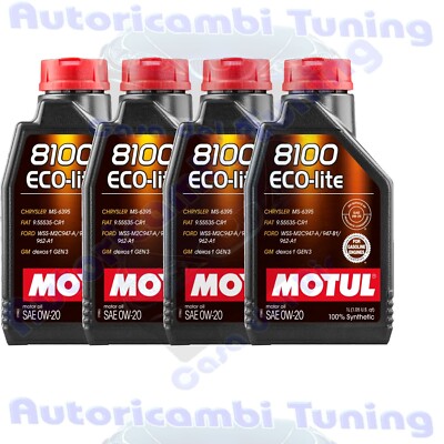 Motul 8100 ECO-Lite 0W20 Motoröl Benzin Auto Wartung Synthetisch - 4 Liter