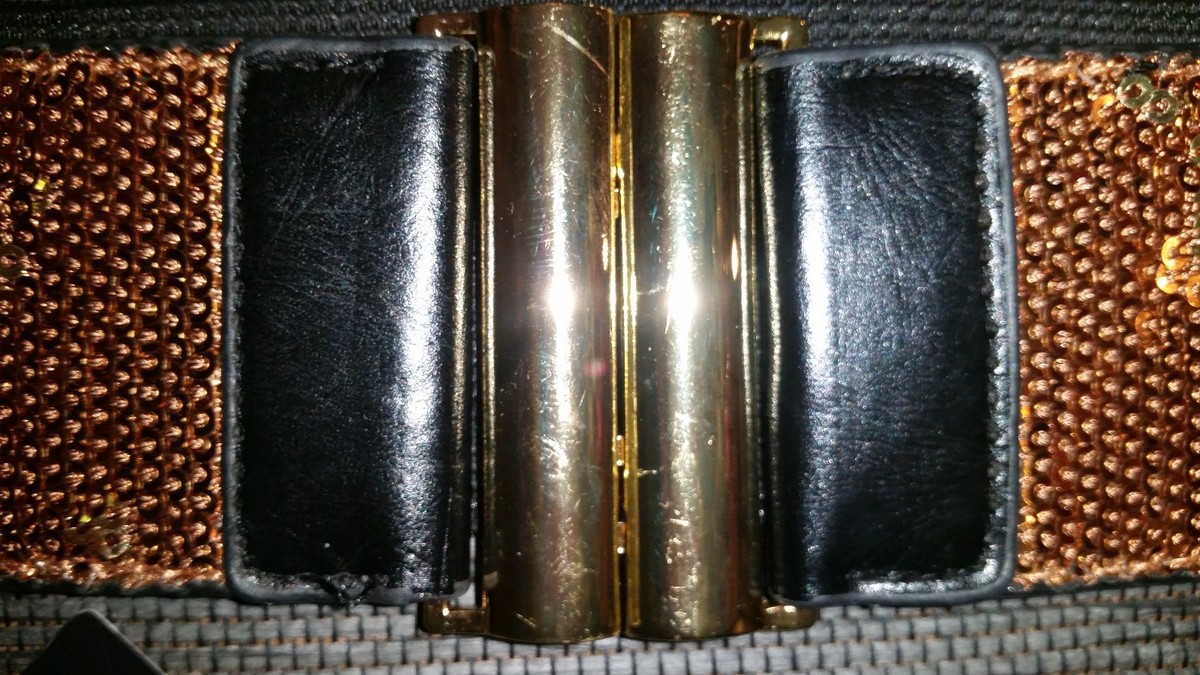 BCBG BLACK/GOLD sequin/buckle stretchy elastic 2