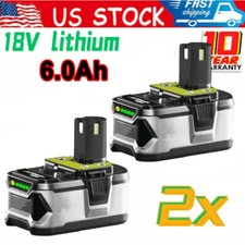 2x Replace For Ryobi 18V P108 Battery 6.0Ah Lithium-Ion ONE PLUS P102 P104 P107