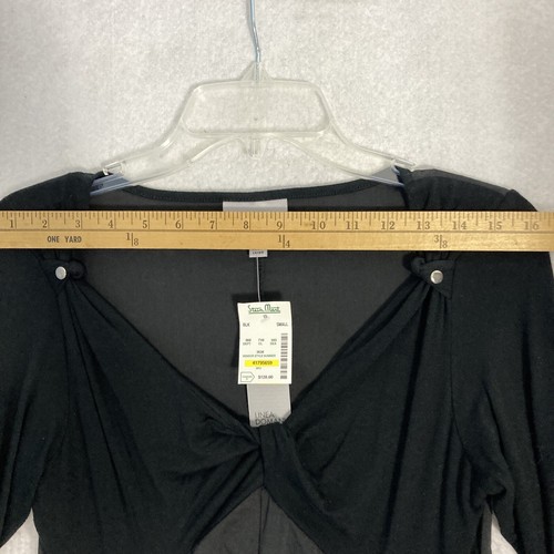 Twisted Dress Black S 3/4 Sleeve Poof Pockets Sweetheart NWT Linea Domani - Picture 4 of 12