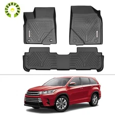 Front & Rear Floor Mats for 2014-2019 Toyota Highlander Non-Slip 3D Floor Liners