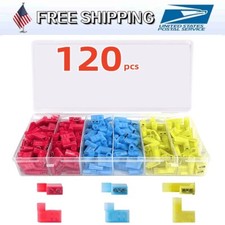  120pcs Flag Connectors Quick Wire Terminals 22-10 Gauge Right Angle Spades