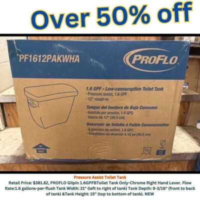 PROFLO Gilpin 1.6 GPF Toilet Tank Only - Chrome Right Hand Lever