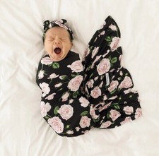 Posh Peanut   Floral Harley Bamboo Swaddle  Headband Box Set NWT