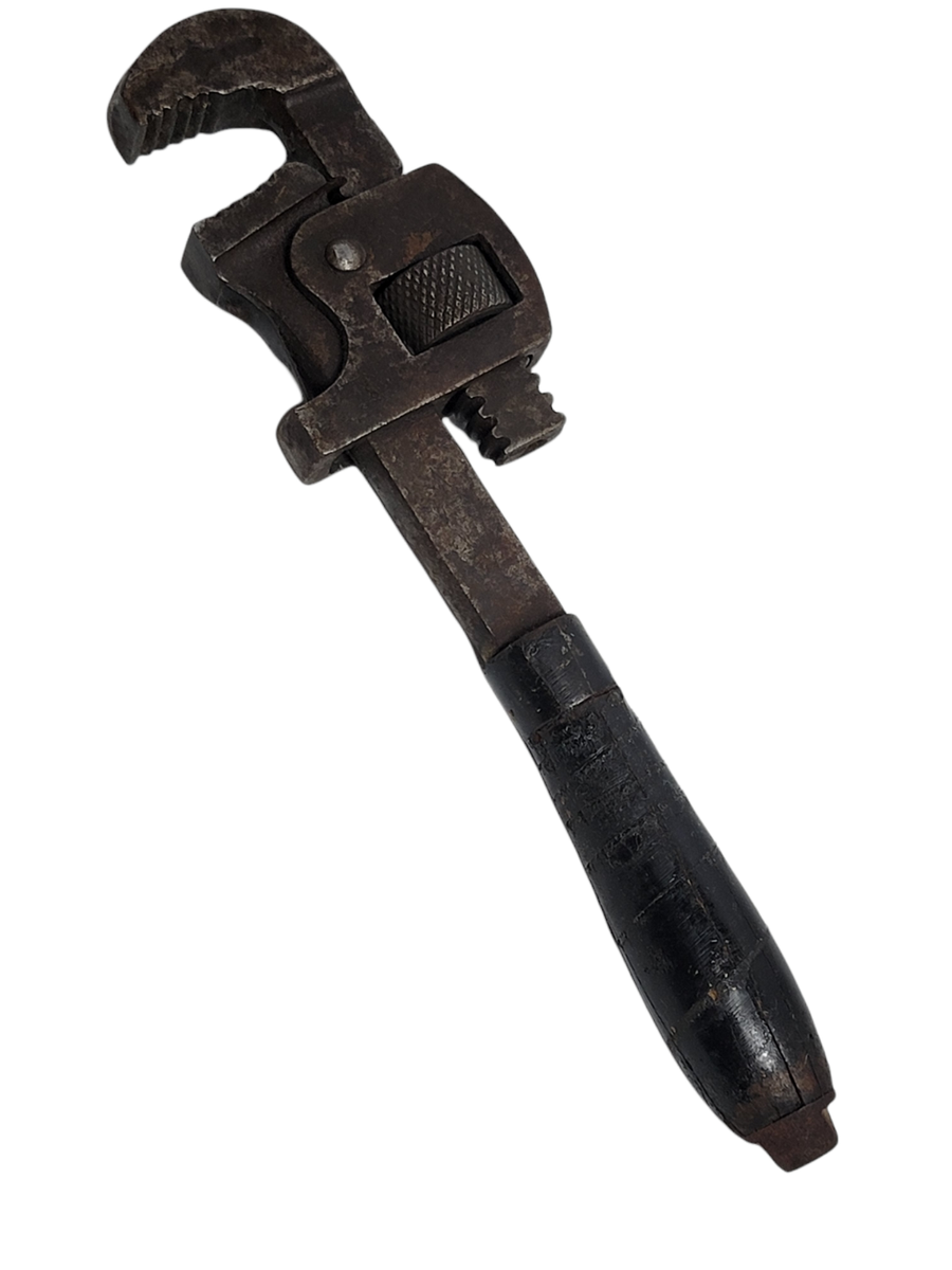 VTG Antique Stillson 8” Pipe Wrench Monkey USA Tool Wooden