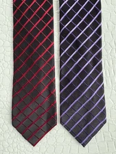 Geoffrey Beene Necktie Silk Lot Of 2 Diagonal Windowpane Stripe Black 2.75 X 59”