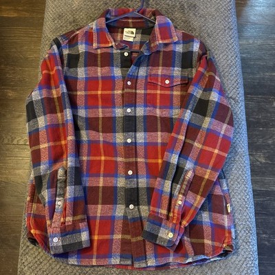 The North Face Flannel Shirt Mens Medium Plaid Button Up Long Sleeve Casual