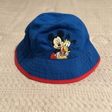 Disney Bucket Hat - Toddler 0-6 Mo. - Blue Mickey  Pluto w/ Pinch Free Closure