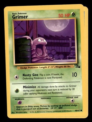 Grimer 48/62 Common Fossil Pokemon Unlimited Lightly Played