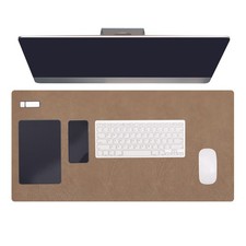 35.4" x 17.7" Leather Desk Pad Protector, Large Desk Mat, Brown