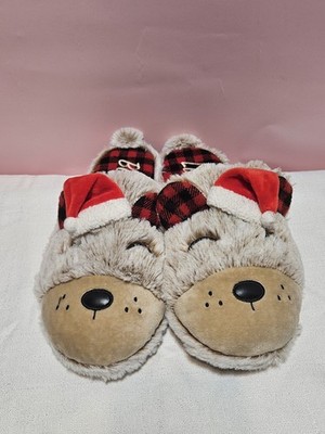 Dear Foams Size 7-8 Unisex  House shoes Lil Bear Christmas Holiday Loungewear 