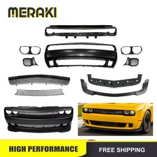 Front Bumper Cover & Grille & Lip For 2015-2023 Dodge Challenger Hellcat Style