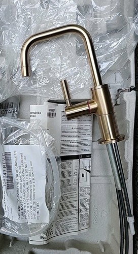 New Brizo Odin Instant Hot Water Faucet W Square Spout Luxe Gold 61365LF-H-GL - Picture 10 of 11