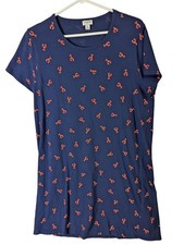 J.Crew Women XL Lobster Print Navy T-Shirt Mini Dress Cotton Nautical Summer