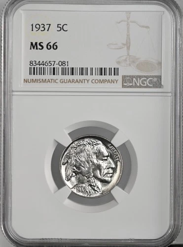 1937-P  5C BUFFALO NICKEL  "PHILADELPHIA MINT"   NGC MS66 #8344657-081