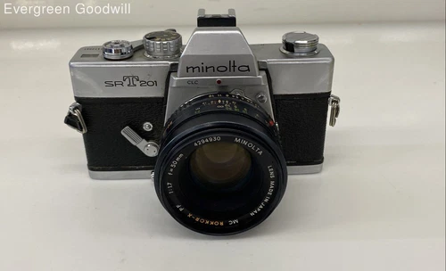 Minolta SRT 201 35mm SLR Camera with MC 50mm f/1.7 Lens Untested P/R