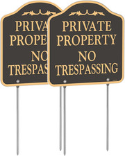 Large 2 Pack No Trespassing Signs Private Property, Metal, Aluminum, Includes