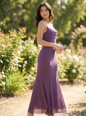 Edit By 9 Purple Mesh Maxi Dress Sz M Cowl Neck Y2K 90s Whimsigoth Fairy Grunge