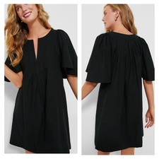 Tuckernuck Pomander Place Womens Finley Flutter Sleeve Dress Size L Black Cotton