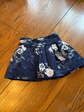 abercrombie kids girls navy blue floral twirl skirt 5/6 skort