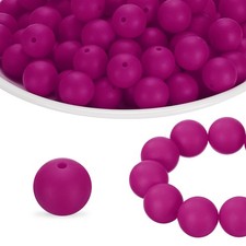 40Pcs Silicone Beads 15mm Silicone Beads Bulk for Pens Loose Round Magenta
