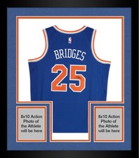 Framed Mikal Bridges Knicks Signed Nike Blue Icon Edition Swingman Jersey