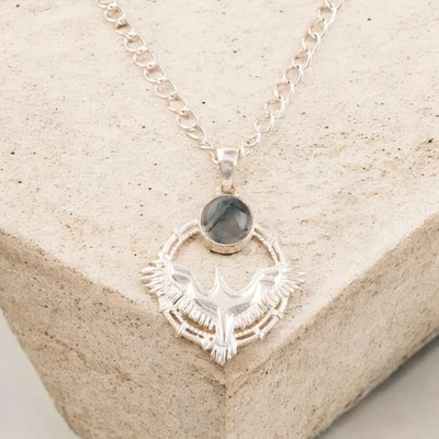 925 Sterling Silber Anhänger mit runder Moosachat-Edelsteinöse 8 MM, neu - Bild 1 von 4