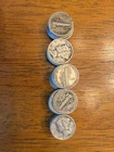 1 roll US Mercury dimes, 50 x $0.10 (ten cent) coins, "Average" circulated